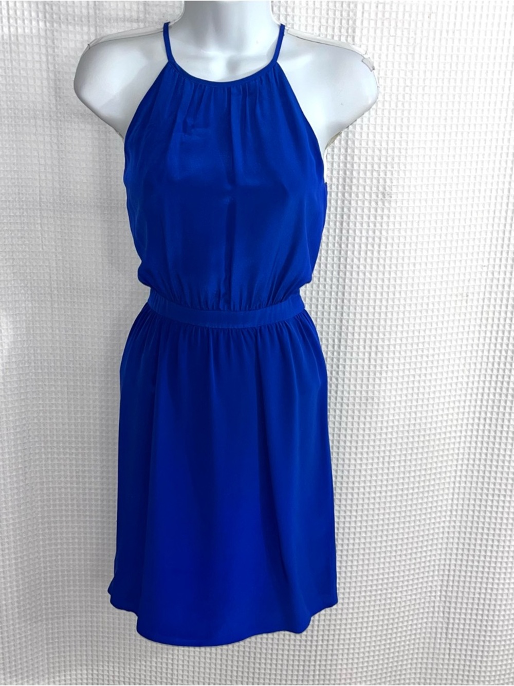 Shoshanna 100% silk Cobalt Blue Halter Mini Dress size 4